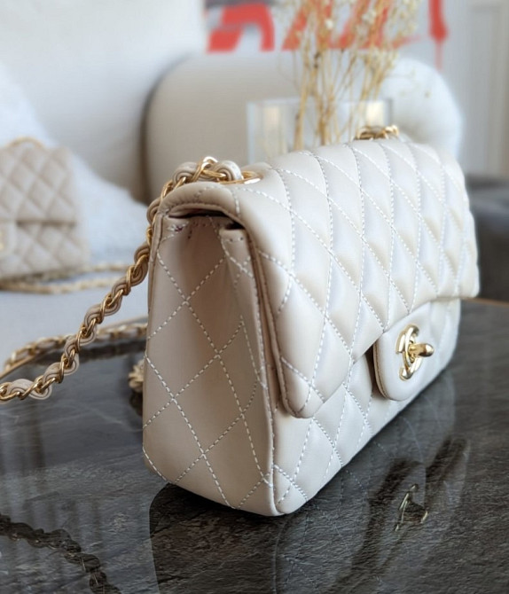 сумка кроссбоді через плече молодіжна брендова Chanel Classic бежева AN52 Киев - изображение 2