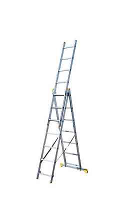 Лестница алюминиевая MASTERTOOL трехсекционная комбинированная 3х7 ступеней h=5100 мм max 150 кг 79- Харків