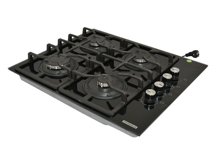Газовая варочная поверхность Grunhelm GHGW 0434 MB WOK (4 конфорки, стекло, газ контроль, автоподжиг Київ - зображення 7