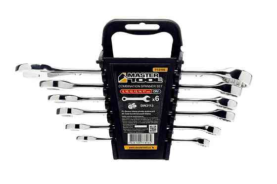 Ключи комбинированные MASTERTOOL набор 6 шт (8, 10, 12, 13, 14, 17 мм) 31CRV3 SATIN FINISH DIN3113 7 Харьков