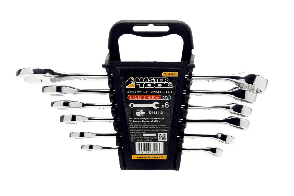 Ключи комбинированные MASTERTOOL набор 6 шт (8, 10, 12, 13, 14, 17 мм) 31CRV3 SATIN FINISH DIN3113 7 Харьков - изображение 3