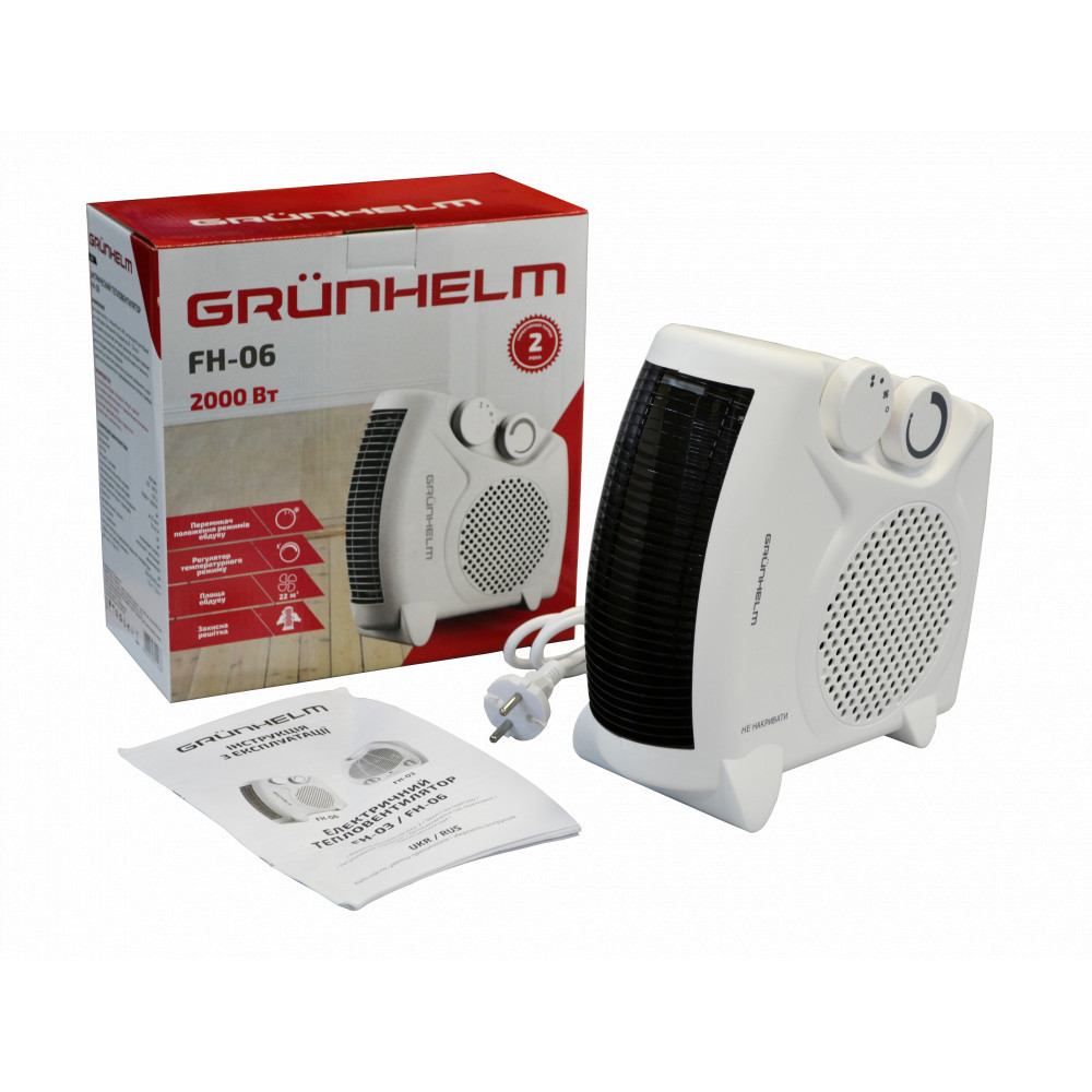 Тепловентилятор спиральный Grunhelm FH-06 2000 Вт Киев - изображение 4