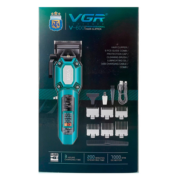 Машинка для стрижки аккумуляторная VGR V-600 GREEN 8 Вт зеленая Київ - зображення 5