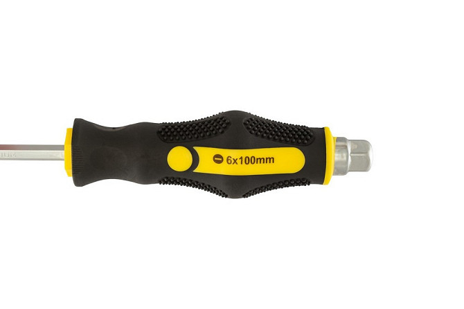 Отвёртка ударная шлицевая магнитная MASTERTOOL EXTERNAL HEX SL6х100 мм ручка с TPR покрытием 49-6610 Харків - зображення 5