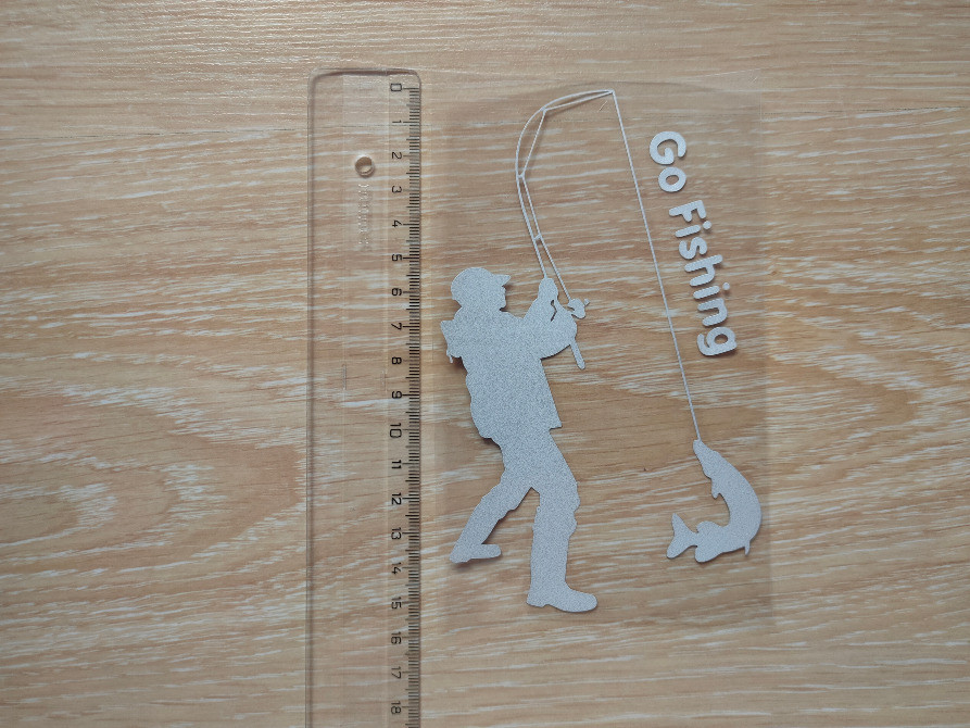 Наклейка на авто-мото Рыбак с щукой Белая светоотражающая Київ - зображення 5