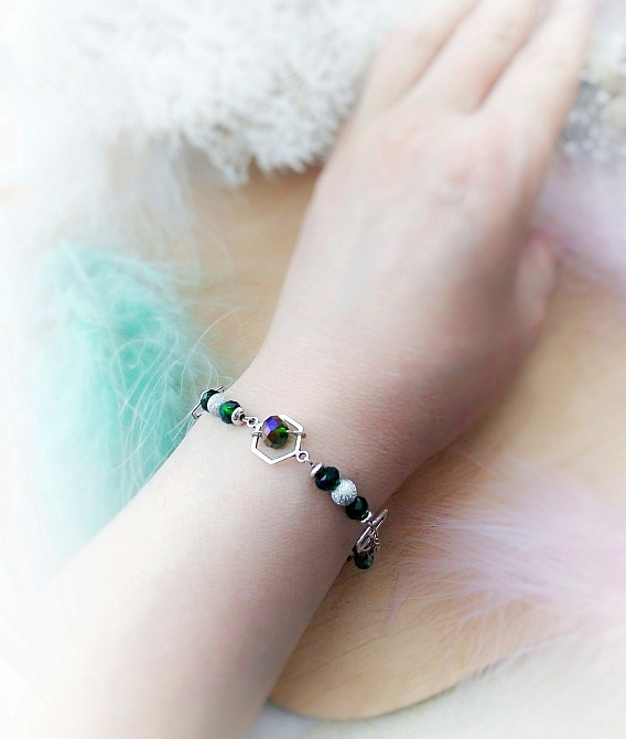 Браслет ельфійська прикраса на руку ногу зелений срібний підвіски ланцюжок кришталь ланцюжок Луцк - изображение 2