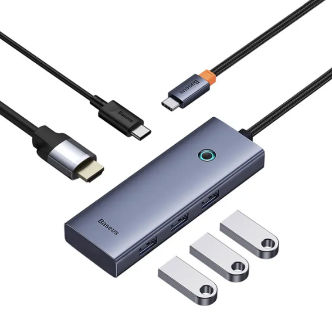 Концентратор/хаб/док станція Baseus 5 in 1 Type-C, USB 3.0, HDMI 4К Київ - зображення 2