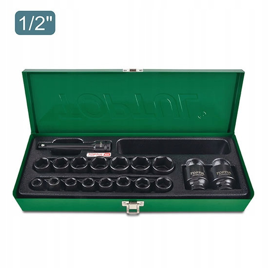 Набор ударных головок для пневмогайковерта TOPTUL 1/2" 10-32мм + удлинитель 18ед. GCAD1807 Харків - зображення 2