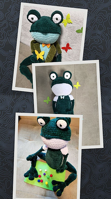 Жабка жабенятко зелена Іграшка вязана гачком ручна робота Нововолинськ - зображення 4
