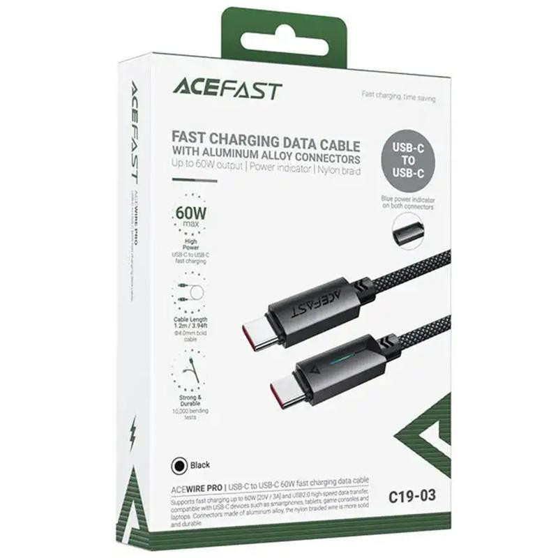 Дата кабель Acefast C19-03 Type-C to Type-C 60W (1.2m) Херсон - зображення 2