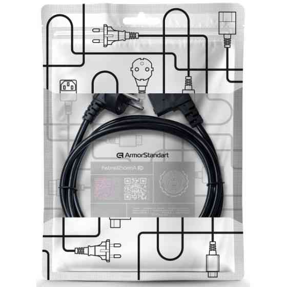 Кабель живлення ArmorStandart CEE 7/7 - С13 кутовий 1.8м black (ARM73124) (Код товару:42293) Харків
