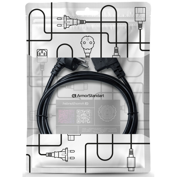 Кабель живлення ArmorStandart CEE 7/7 - С13 кутовий 1.8м black (ARM73124) (Код товару:42293) Харків - зображення 2