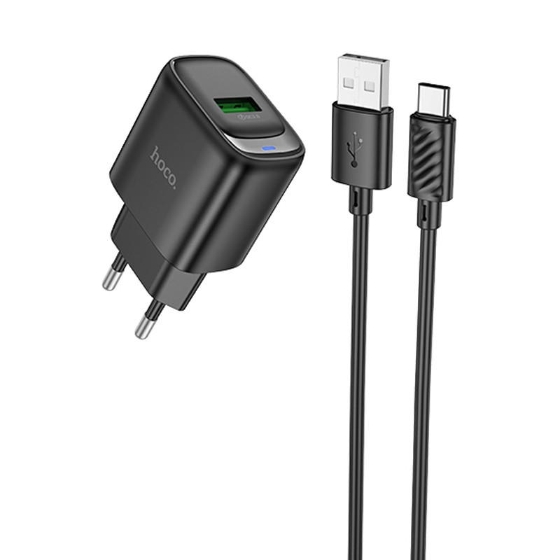 СЗУ Hoco C140A Smart QC3.0 18W (1USB-A) + кабель USB to Type-C Херсон - зображення 1