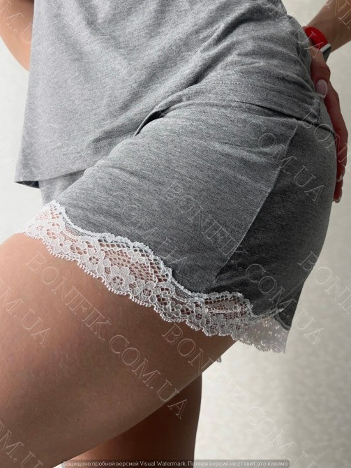Женская пижама с шортами на бретелях из трикотажа с кружевом "Martina" (арт. LPM 4371/07/01) Кривой Рог - изображение 6