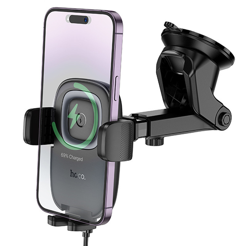 Автодержатель с БЗУ Hoco HW32 Crown push-type (center console) Херсон - зображення 3
