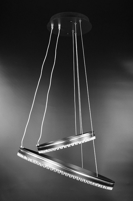 Люстра стельова LED з пультом A55060/2P(500+300)bk-ch Чорний 40-140х50х50 см. Київ - зображення 1
