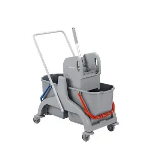 Тележка с пласт. рамой: 2 ведра 18 л., серый, плоский пресс для отжима Київ - зображення 2