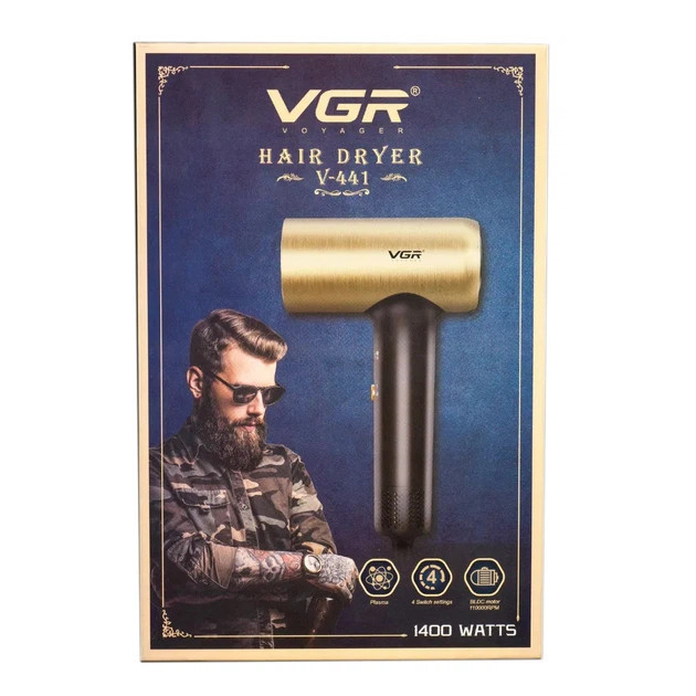 Фен VGR V-441 1400 Вт золотистый с черным Киев - изображение 3