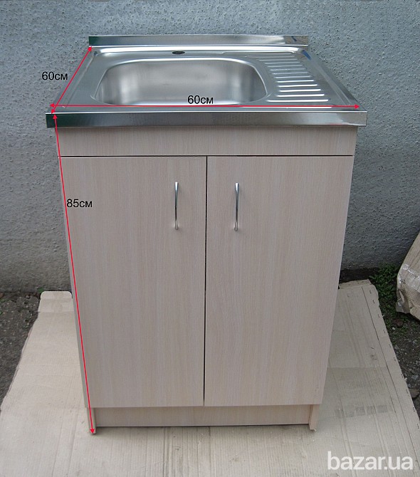 Мойка с тумбой 60х60 накладная из нержавеющей стали Харьков - изображение 1