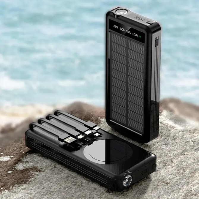 Павербанк універсальний на 50000 мАг 4 кабелі, з бездротовою зарядкою та сонячною панеллю Косов - изображение 9