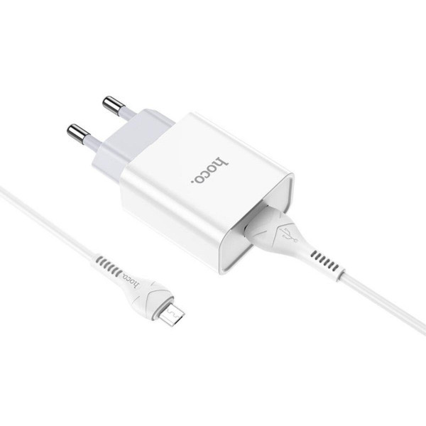 Мережевий зарядний пристрій Hoco C81A 10.5W Asombroso USB + cable USB to MicroUSB White Харьков - изображение 1