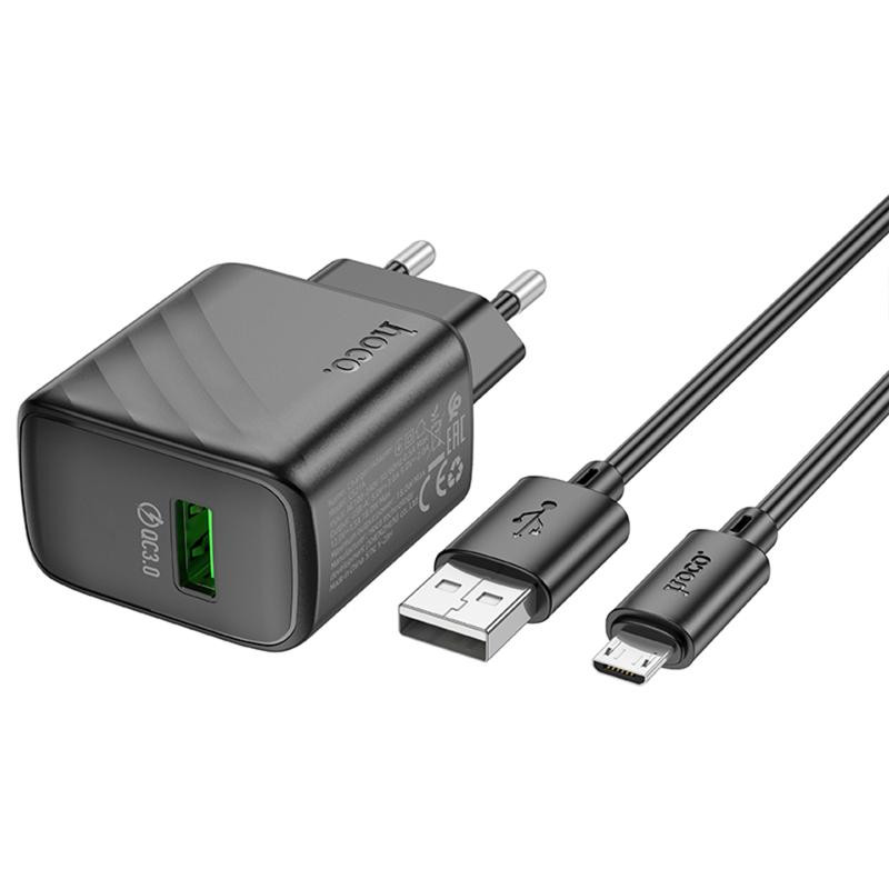 СЗУ Hoco CS21A Rich QC3.0 18W (1USB-A) + кабель USB to MicroUSB Херсон - изображение 4