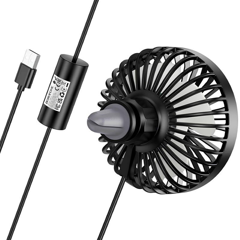 Вентилятор автомобильный Borofone DBF11 three speed (USB-A) Херсон - зображення 3