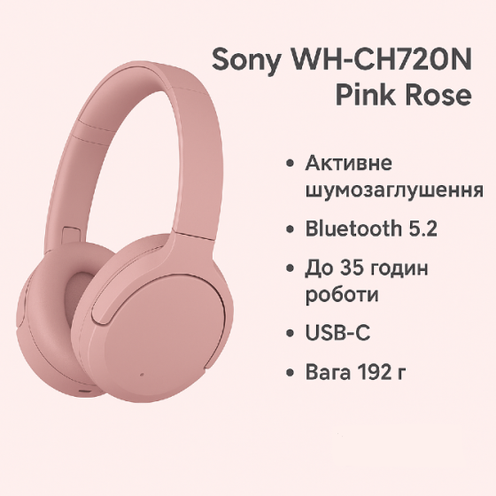 Sony WH-CH720N Pink Rose — нові, оригінал, запаковані Киев