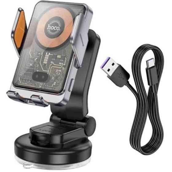Автомобільний тримач Hoco HW8 Transparent Discovery Edition wireless fast charging Metal Gray Харків