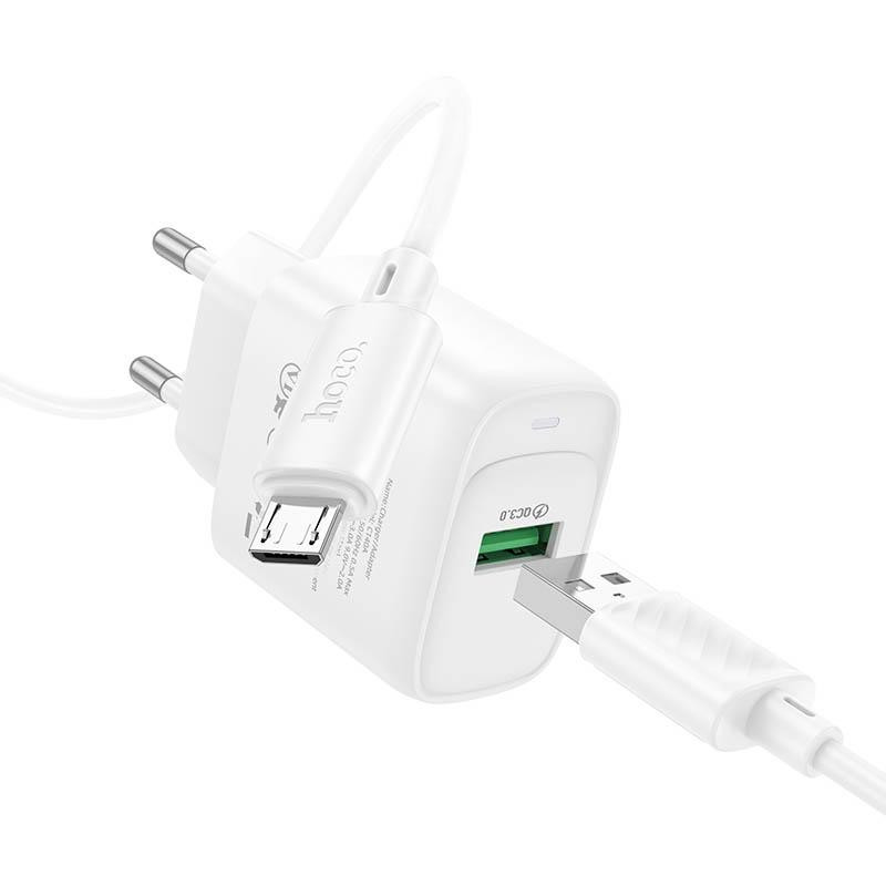 СЗУ Hoco C140A Smart QC3.0 18W (1USB-A) + кабель USB to MicroUSB Херсон - зображення 2