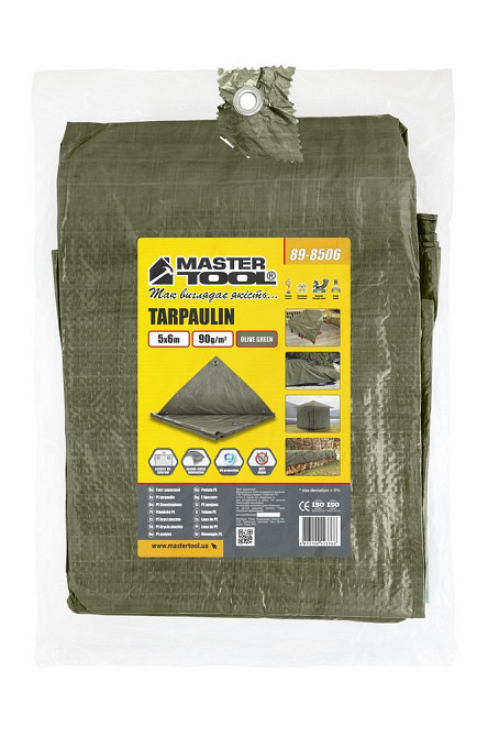 Тент универсальный MASTERTOOL TARPAULIN 5 × 6 м 90 г/м² Olive Green 89-8506 Харьков - изображение 2