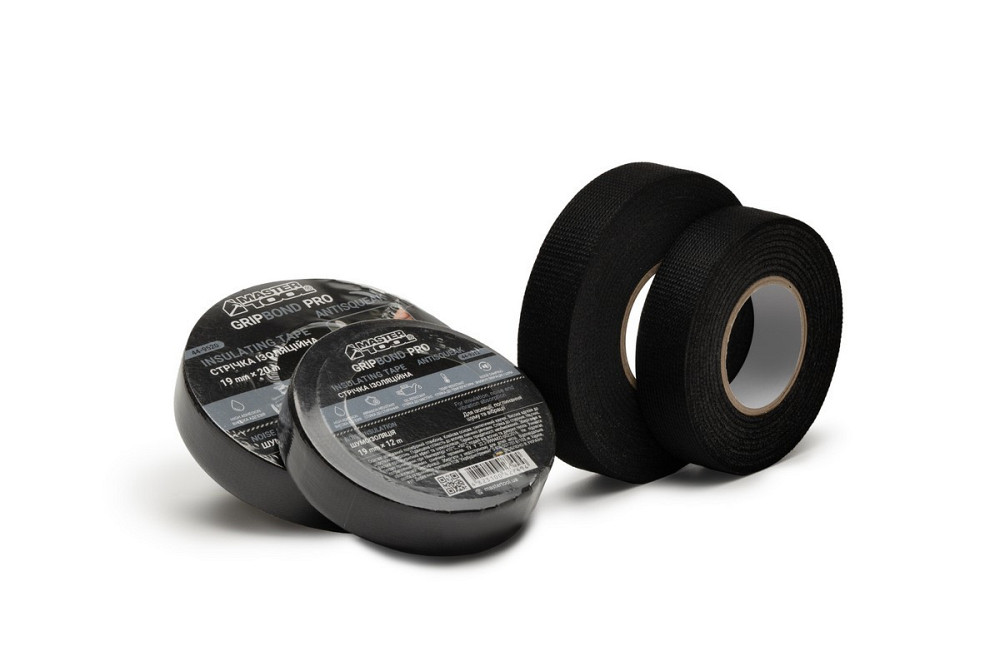 Лента изоляционная MASTERTOOL GripBond Pro AntiSqueak текстильная 19 мм×20 м черная 44-9520 Харків - зображення 4