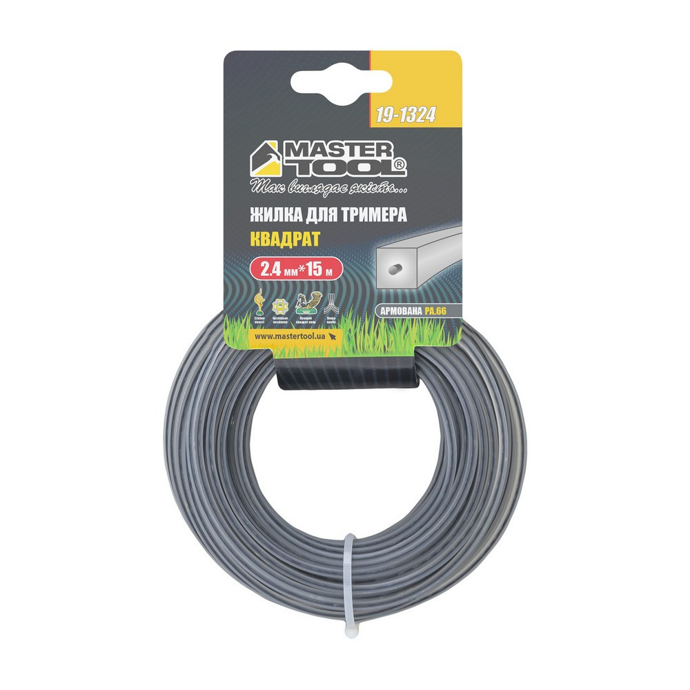 Леска для триммера MASTERTOOL КВАДРАТ АРМИРОВАННЫЙ 2,40 мм 15 м 19-1324 Харьков - изображение 2