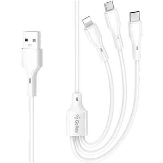 Кабель Gelius Voltix 3-in-1 Type-C to Type-C+MicroUSB+Lightnong 2.4A 1m (GP-UCN015) White Харків