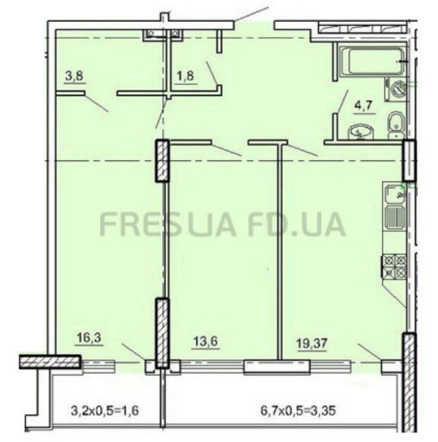Двухкомнатная ЖК Лимнос. Фонтан. Аркадия. Балкон. Одеса - зображення 7
