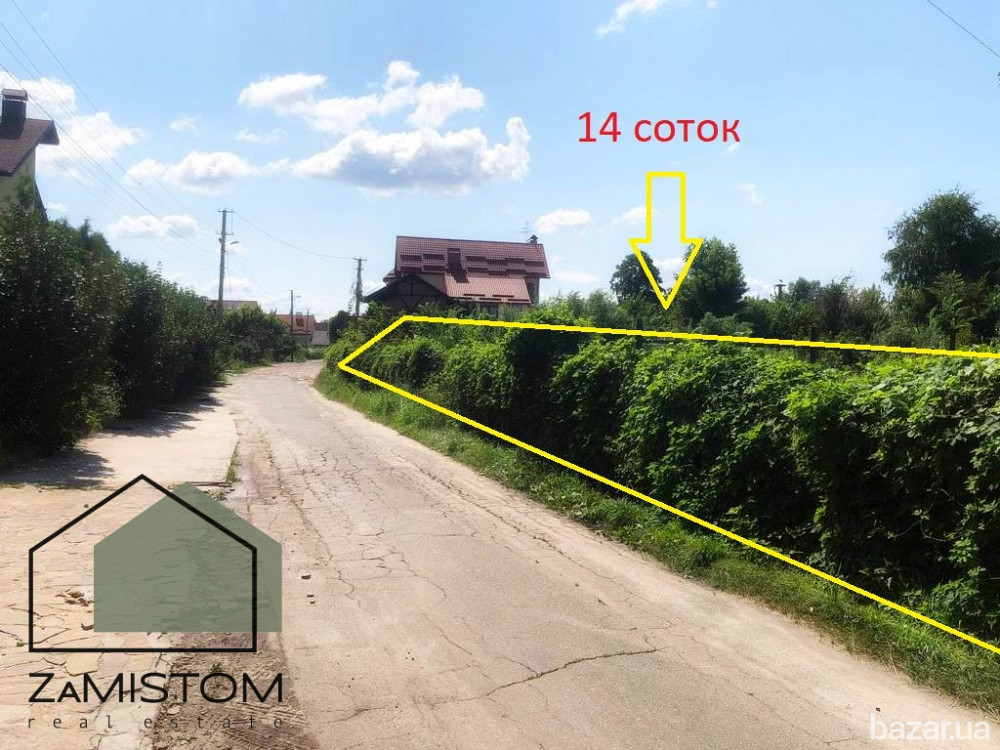 Продам ділянку 14 соток в селі Гнідин. Фасад 36 метрів. Газ і електрика по вулиці. Асфальтований пі Бориспіль - зображення 1