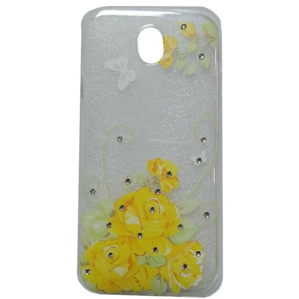 Чохол силіконовий з квітами для Samsung J7 2017 J730 Yellow (Код товару:30582) Харьков - изображение 2