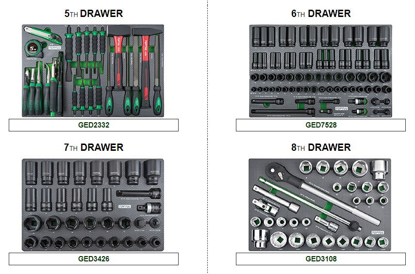 Тележка с инструментом для автосервиса TOPTUL (Pro-Plus) 8 секций 448ед. серая GE-44803 Харьков - изображение 3