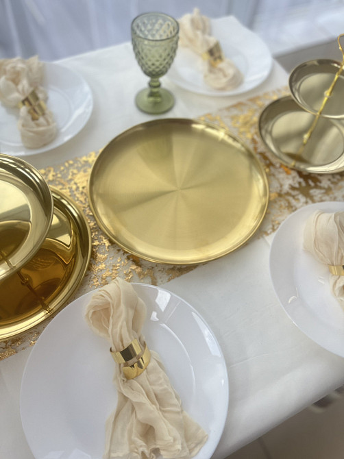 Поднос металлический Leeseph золотой 30см Одеса - зображення 3