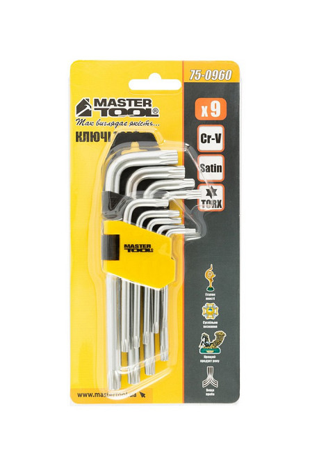 Ключи TORX MASTERTOOL CrV Т10/Т50 55/133 мм набор 9 шт 75-0960 Харьков - изображение 4