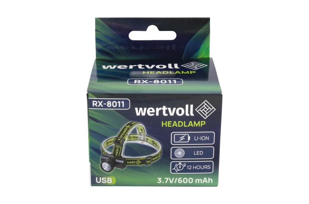 Фонарь налобный WERTVOLL 3 режима LED IP44 Li-ion 600 mAh/t 8000 K/90 lum ABS 71х62х37 мм RX-8011 Харьков - изображение 5