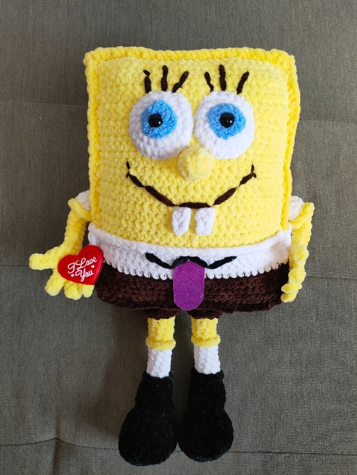 Губка Боб квадратні штани іграшка в'язана ручна робота квадрат 24х20 Нововолинськ - зображення 1