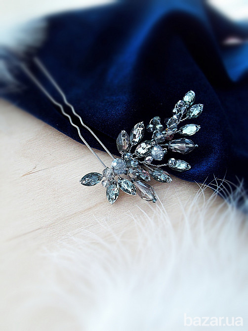 Туман сяюча сірий шпилька заколка на голову для волосся вечірня прикраса випускний димчастий Луцк - изображение 3