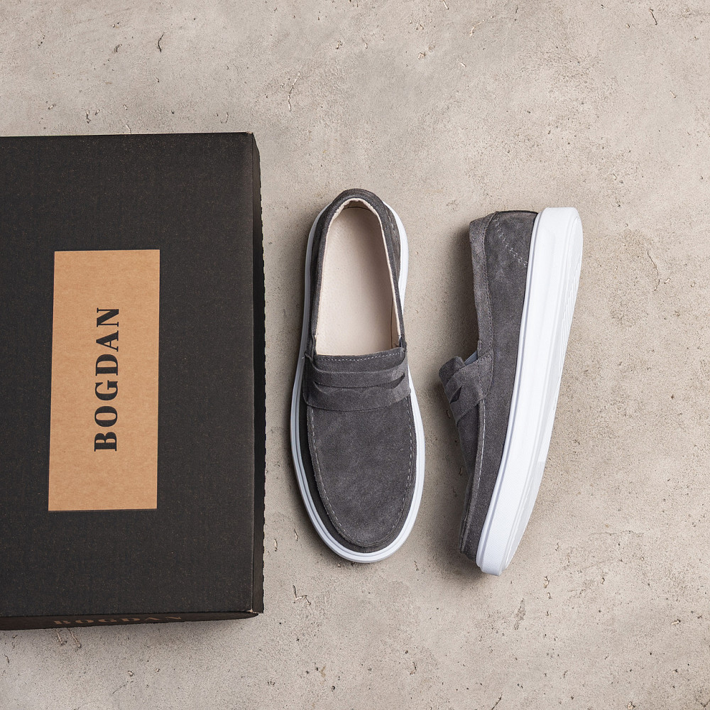 Мужские кожаные лоферы Urban Style Grey Київ - зображення 10