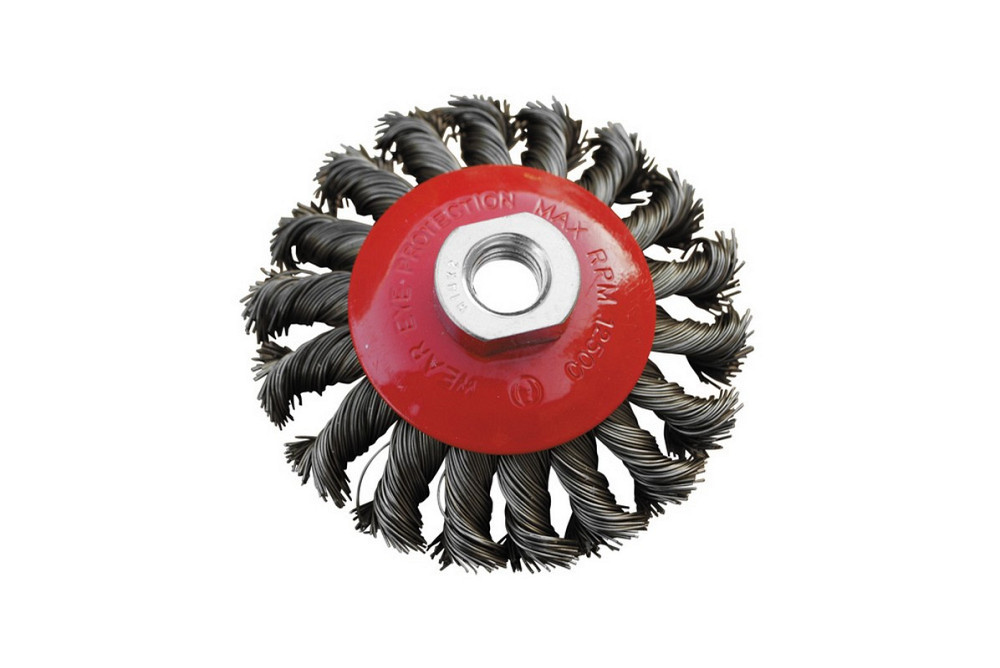 Щетка конусная MASTERTOOL из плетеной проволоки Ø 100 мм М14 19-8010 Харьков - изображение 1