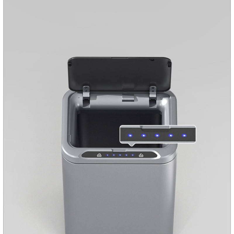 Сенсорное ведро для мусора JAH 13 л прямоугольное серебряный металлик с внутренним ведром Киев - изображение 3