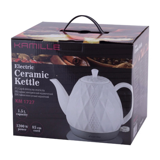Электрический чайник керамический 1,5 л Kamille KM-1727 Київ - зображення 7