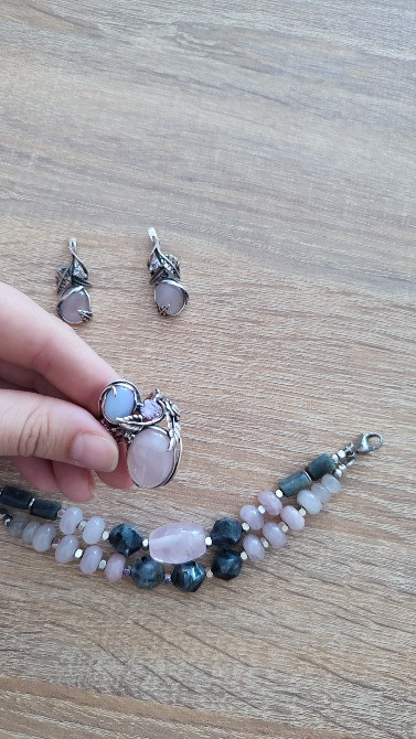 Срібний комплект з рожевим кварцем та опалом Киев - изображение 6