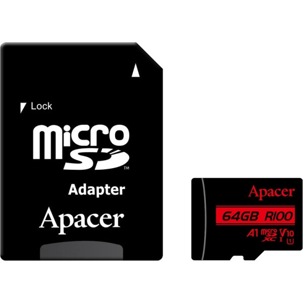 Карта пам'яті Apacer microSDXC 64GB UHS-I Class 10 + SD-адаптер (AP64GMCSX10UB-R) Харків - зображення 4