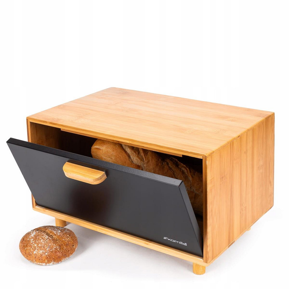 Хлебница Kamille из бамбука с откидной крышкой Чёрная (KM 1123) Одеса - зображення 1